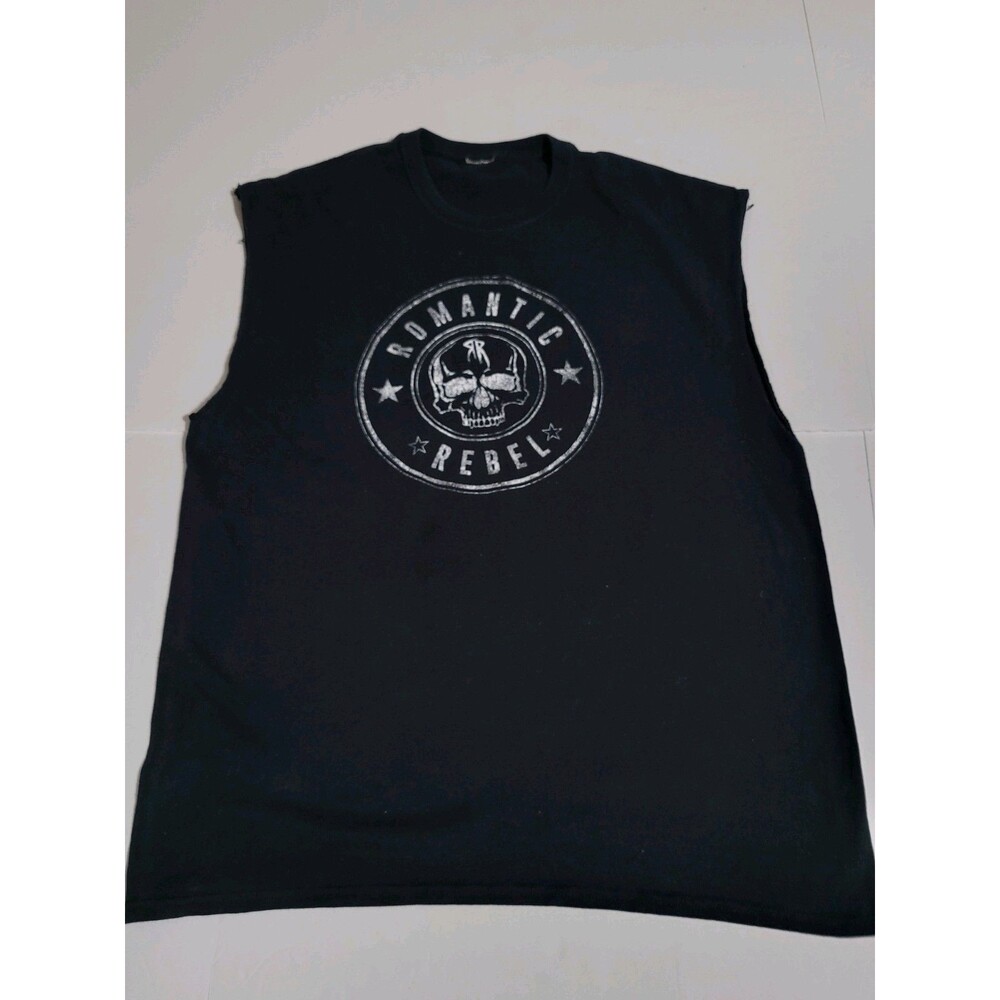 (#2) Romantic Rebel Sleeveless Black T-Shirt Size Men's XL